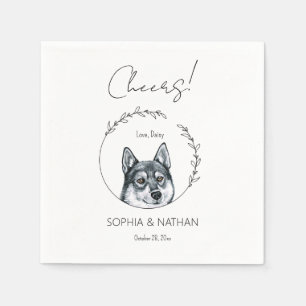 Serviette En Papier Serviettes de Mariage de chien Husky Simple