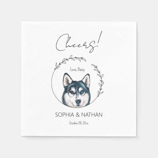 Serviette En Papier Serviettes de Mariage de chien Husky Simple (Devant)