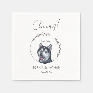 Serviette En Papier Serviettes de Mariage de chien Husky Simple