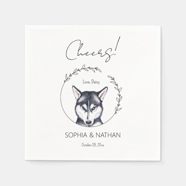 Serviette En Papier Serviettes de Mariage de chien Husky Simple (Devant)