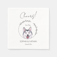 Serviettes de Mariage de chien Husky Simple