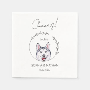 Serviette En Papier Serviettes de Mariage de chien Husky Simple