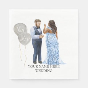 Serviette En Papier Serviettes de Mariage de couple interracial illust
