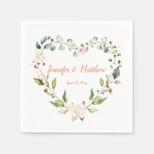 Serviette En Papier Serviettes de Mariage de couronne rose Peach Sunny