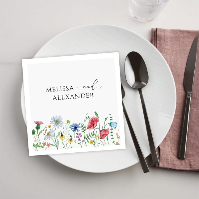Serviette En Papier Serviettes de mariage de jardin bohème fleur sauva (Créateur téléchargé)