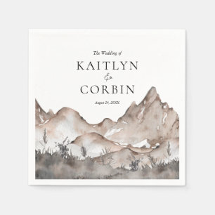 Serviette En Papier Serviettes de mariage de montagne sur ton neutre