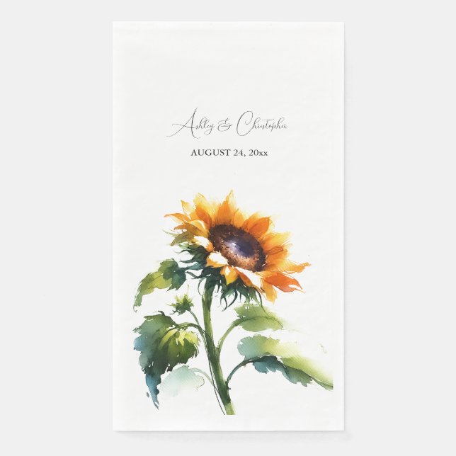 Serviette En Papier Serviettes de Mariage de tournesol rustique (Devant)