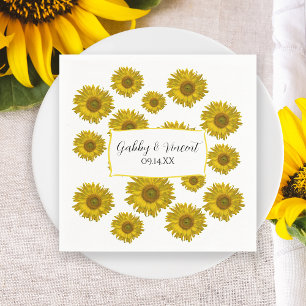 Serviette En Papier Serviettes de Mariage de tournesols rayés jaunes