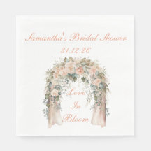 Serviettes de mariage élégantes à motif floral pêc