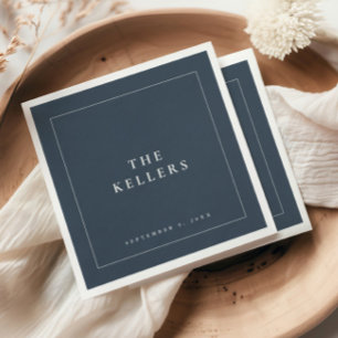 Serviette En Papier Serviettes de mariage élégantes bleu marine pour c