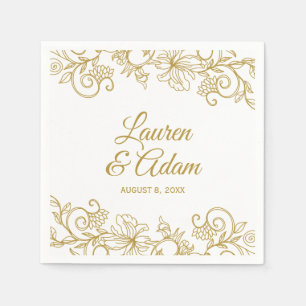 Serviette En Papier Serviettes de mariage en dentelle florale vintage