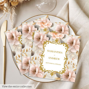 Serviette En Papier Serviettes de Mariage en or Blush personnalisées