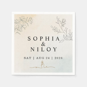 Serviette En Papier Serviettes de mariage en papier à motif minimalist