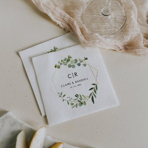 Serviette En Papier Serviettes de Mariage Eucalyptus Vert Géométrique