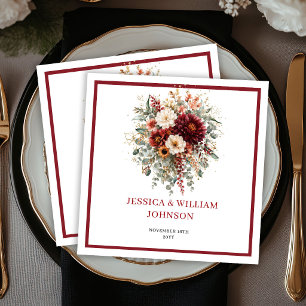 Serviette En Papier Serviettes de mariage Floral Boho Végétal automne