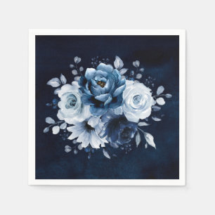 Serviette En Papier Serviettes de Mariage floral Dusty Blue Slate Navy