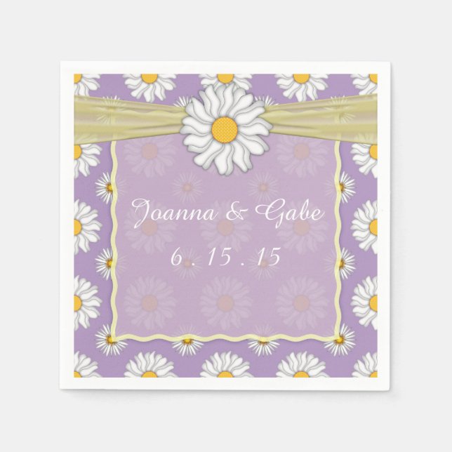 Serviette En Papier Serviettes de Mariage Floral Lavender Jaune Blanc (Devant)