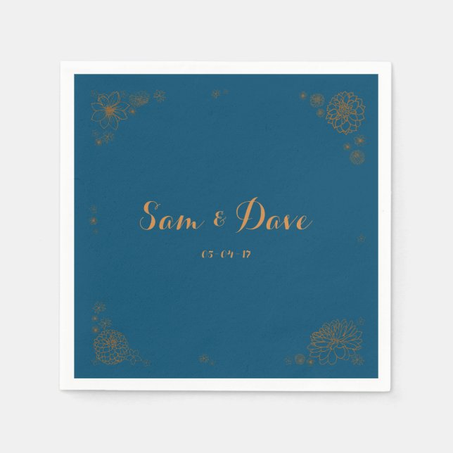 Serviette En Papier Serviettes de Mariage floral personnalisables (Devant)