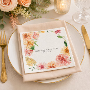 Serviette En Papier Serviettes de mariage florales Afterglow Garden
