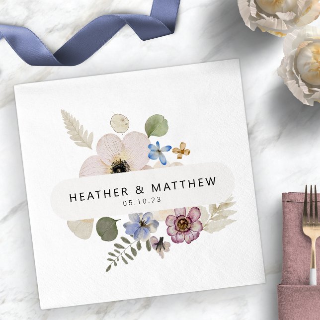 Serviette En Papier Serviettes de mariage florales modernes (Modern Floral Boho Wedding Napkins by Painted Paperie
)