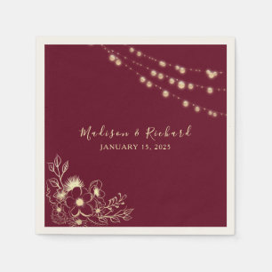Serviette En Papier Serviettes de mariage florales or Bourguignon