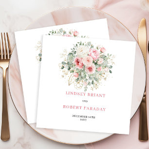 Serviette En Papier Serviettes de mariage florales verdoyantes à simpl
