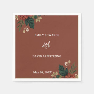Serviette En Papier Serviettes de mariage florales vertes romantiques 