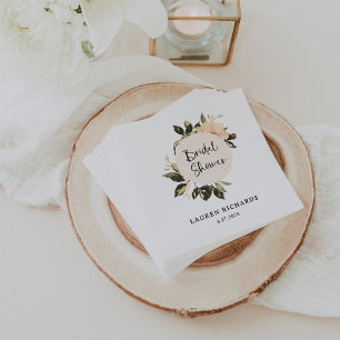 Serviette En Papier Serviettes de mariage florales vintage Blanches