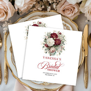 Serviette En Papier Serviettes de mariage florales vintage Bourgogne