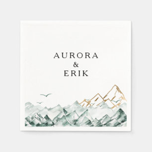 Serviette En Papier Serviettes de Mariage Green et Gold Mountain