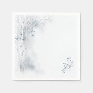 Serviette En Papier Serviettes de mariage hivernal en bouleau bleu giv