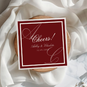 Serviette En Papier Serviettes de mariage luxe rouge ancien argent