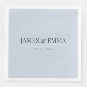 Serviette En Papier Serviettes de mariage minimalistes Bleu poussiér