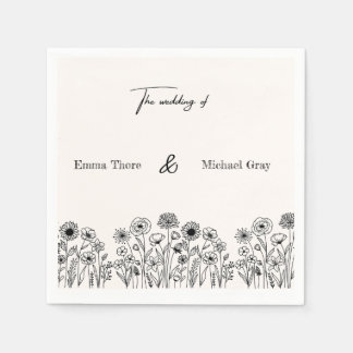 Serviette En Papier Serviettes de mariage minimalistes élégantes perso