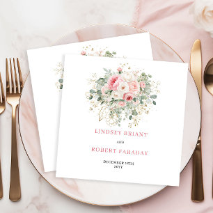 Serviette En Papier Serviettes de mariage minimalistes en fleurs de ve