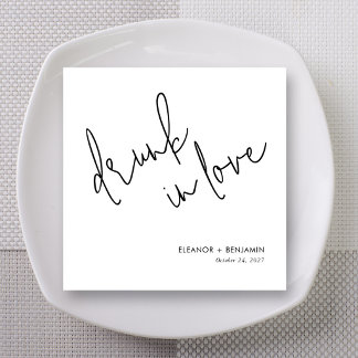 Serviette En Papier Serviettes de mariage minimalistes 'Ivre d'amour'
