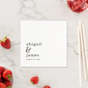 Serviette En Papier Serviettes de mariage minimalistes noir blanc noms