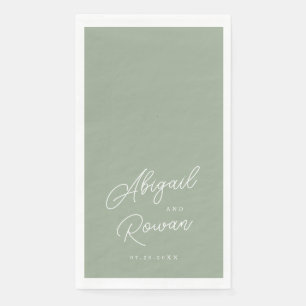 Serviette En Papier Serviettes de mariage minimalistes vert sauge pour