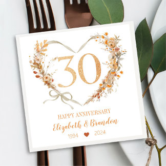 Serviette En Papier Serviettes de Mariage moderne Joyeux 30e anniversa