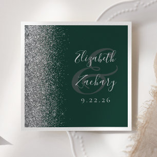 Serviette En Papier Serviettes de mariage modernes vert foncé avec pai