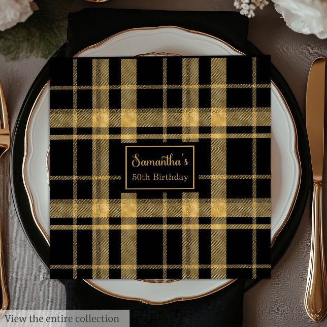 Serviette En Papier Serviettes de mariage noir or personnalisées souve (Wedding Napkins Black Gold Personalized Keepsake)