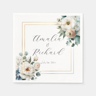Serviette En Papier Serviettes de mariage personnalisées à motif flora