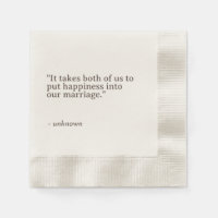 Serviettes de mariage personnalisées avec citation