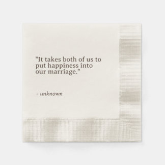 Serviette En Papier Serviettes de mariage personnalisées avec citation