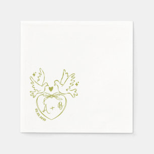 Serviette En Papier Serviettes de mariage personnalisées avec cœur de