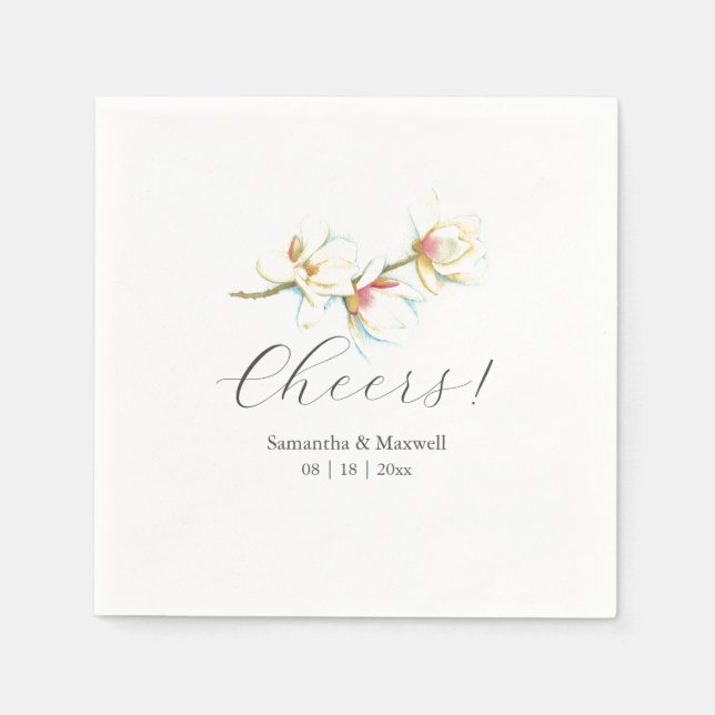 Serviette En Papier Serviettes de mariage personnalisées Fleurs Magnol (Devant)