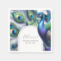 Serviettes de mariage personnalisées Peacock et pl