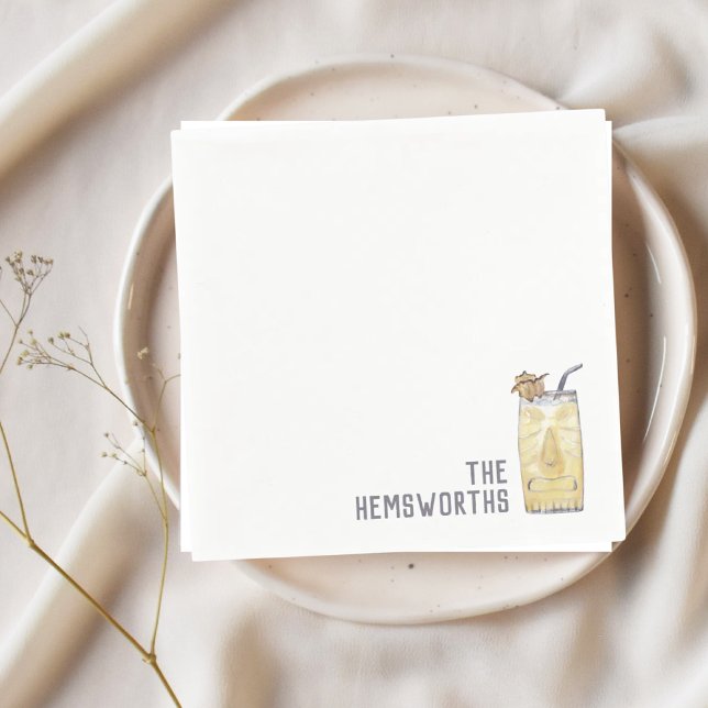 Serviette En Papier Serviettes de mariage personnalisées Piña Colada H (Pina Colada Custom Drink Napkins)