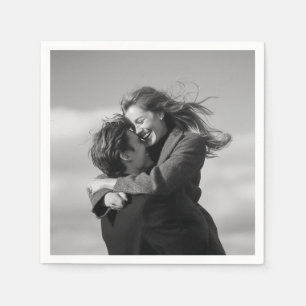 Serviette En Papier Serviettes de mariage photo noir et blanc moderne