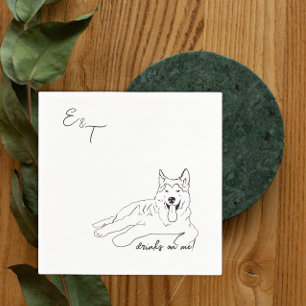 Serviette En Papier Serviettes de mariage pour cocktail Husky Dog